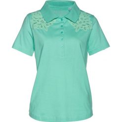 Shirt polo bonprix mentolowy niebieski. Niebieskie koszulki damskie bonprix, bez wzorów, polo, bez rękawów. Za 69,99 zł.