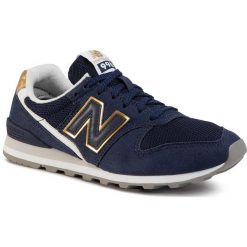 Sneakersy NEW BALANCE - WL996CF Granatowy. Niebieskie półbuty damskie New Balance, na co dzień, bez wzorów, z zamszu, bez obcasa, bez zapięcia. W wyprzedaży za 219,00 zł.