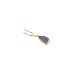 Colare Ametyst Druza Fioletowa złoto. Fioletowe naszyjniki damskie marki Brazi druse jewelry, z agatem, srebrne. Za 170,00 zł.