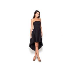 Sukienka K031 Czarny. Czarne sukienki asymetryczne marki Lenitif, xl, z asymetrycznym kołnierzem, bez ramiączek, mini. Za 129,00 zł.