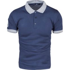 Koszulka polo męska niebieska slim Recea. Niebieskie koszulki męskie Recea, xl, z aplikacjami, z bawełny, polo, bez rękawów. Za 29,01 zł.