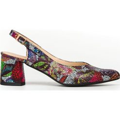 Kolorowe czółenka na klocku bez pięty - skóra naturalna - model 1461 - kolor motyl. Czółenka damskie Zapato, bez wzorów, ze skóry, bez obcasa. W wyprzedaży za 154,50 zł.