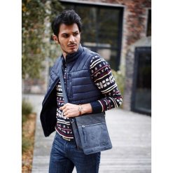 SKÓRZANA TORBA NA RAMIĘ MARKI ALWAYS WILD SKÓRA NATURALNA HQ. Szare torby męskie skórzane ALWAYS WILD, w paski, ze skóry, eleganckie. Za 139,90 zł.