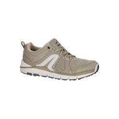 Skórzane buty damskie do szybkiego marszu HW 540 w kolorze beżowym. Brązowe buty damskie do fitnessu marki NEWFEEL, z poliesteru. Za 169,99 zł.
