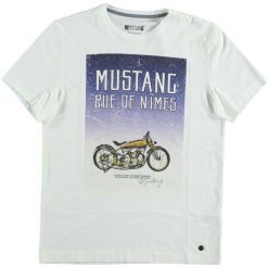 Mustang T-Shirt Męski Photoprint Xxl Biały. Białe koszulki męskie Mustang, xxl, z nadrukiem, z bawełny, bez kołnierzyka. Za 128,00 zł.