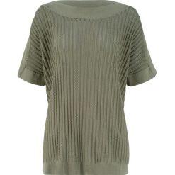 Sweter oversize bonprix oliwkowy. Zielone swetry damskie bonprix, bez wzorów, bez rękawów, bez kaptura. Za 32,99 zł.