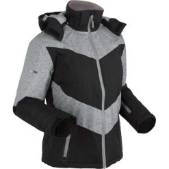 Kurtka funkcyjna outdoorowa z kapturem, ocieplana bonprix czarno-szary melanż. Czarne kurtki damskie bonprix, s, bez wzorów, z polaru, z kapturem. Za 119,99 zł.