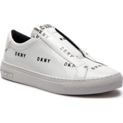 Sneakersy DKNY - Conner K3854335 Wht/Black. Białe półbuty damskie DKNY, bez wzorów, z gumy, bez obcasa, na płaskiej podeszwie, na sznurówki. W wyprzedaży za 299,00 zł.