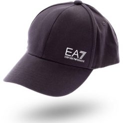 CZAPKA Z DASZKIEM EA7 EMPORIO ARMANI. Niebieskie czapki męskie z nadrukiem, z bawełny. Za 229,00 zł.