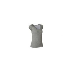 Koszulka krótki rękaw Gym & Pilates 500 damska. Szare t-shirty damskie NYAMBA, xl, bez wzorów, z elastanu, sportowe, bez kołnierzyka. Za 19,99 zł.