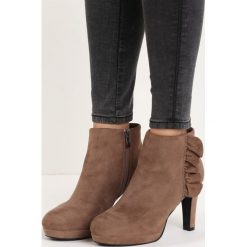 Khaki Botki Expressivity. Brązowe botki damskie Born2be, na wysokim obcasie, na obcasie, na zamek. Za 79,99 zł.
