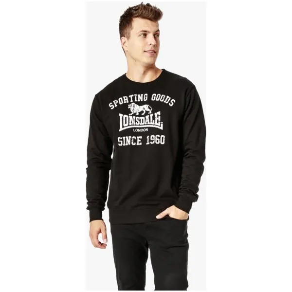 Lonsdale Bluza Bengate , czarny, rozmiar L. Czarne bluzy męskie Lonsdale, m, z nadrukiem, z bawełny, klasyczne, z klasycznym kołnierzykiem, bez rękawów, bez kaptura. W wyprzedaży za 99,99 zł.