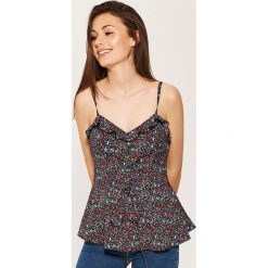 Top w kwiaty - Czarny. Czarne topy damskie House, s, w kwiaty, bez kołnierzyka. Za 59,99 zł.