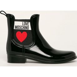 Love Moschino - Kalosze. Czarne kalosze damskie Love Moschino, bez wzorów, z materiału. Za 479,90 zł.