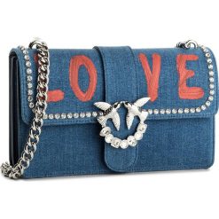 Torebki klasyczne damskie: Torebka PINKO – Love Jeans Strass Tracolla PE 18 PLTT 1P214A Y4K4 Light Blue E63