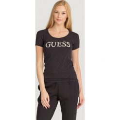 T-SHIRT LOGO Guess. Czarne t-shirty damskie Guess, s, z nadrukiem, z elastanu, z okrągłym kołnierzem. Za 139,00 zł.
