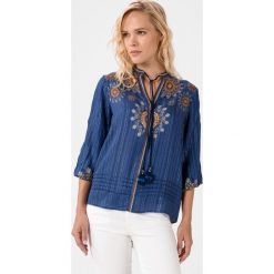 Desigual Salina Bluzka Niebieski. Niebieskie bluzki damskie Desigual, xs, w paski, z wiskozy, bez kołnierzyka, bez rękawów. Za 395,95 zł.