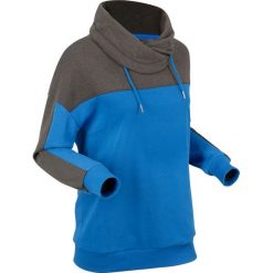 Bluzy damskie: Bluza dresowa, długi rękaw bonprix antracytowy melanż - lazurowy