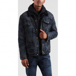 Levi's - Kurtka jeansowa Justin Timberlake. Niebieskie płaszcze męskie Levi's®, s, bez wzorów, z bawełny, krótkie, bez kaptura. Za 499,90 zł.