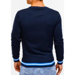 Bluza męska bez kaptura z nadrukiem B933 - granatowa. Niebieskie bluzy męskie Ombre Clothing, s, z nadrukiem, z bawełny, klasyczne, z kapturem, bez rękawów, bez kaptura. Za 39,00 zł.