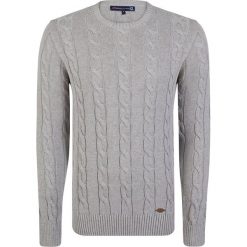 Sweter w kolorze jasnoszarym. Szare swetry damskie Giorgio di Mare, xxl, z aplikacjami, z bawełny, z okrągłym kołnierzem, bez kaptura. W wyprzedaży za 175,95 zł.