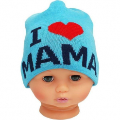 Czapka niemowlęca z napisem mama CZ 161C. Niebieskie czapeczki niemowlęce Proman, z napisami. Za 30,75 zł.