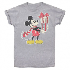 Christmas T-Shirt T-Shirt Damski Mickey Christmas L Szary. Szare bluzki damskie Christmas T-Shirt, l, z nadrukiem, bez kołnierzyka, bez rękawów. Za 65,00 zł.