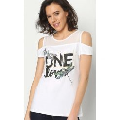 Bluzki damskie: Biały T-shirt One Love