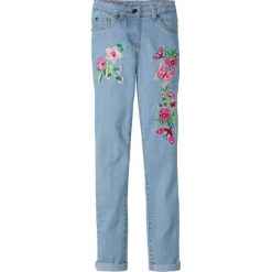 Dżinsy Skinny z haftem bonprix niebieski bleached. Niebieskie rurki dziewczęce bonprix, z haftami, z jeansu. Za 79,99 zł.