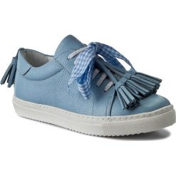 Sneakersy R.POLAŃSKI - 0860 Błękit. Niebieskie półbuty damskie R.Polański, na co dzień, z aplikacjami, ze skóry, bez obcasa, na płaskiej podeszwie, bez zapięcia. W wyprzedaży za 179,00 zł.