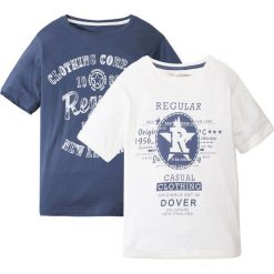 T-shirty chłopięce: T-shirt (2 szt.) bonprix indygo + biel wełny