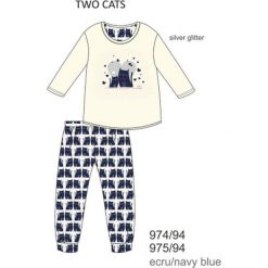 Piżama dziewczęca DR 974/94 Two cats Ecru r. 128. Szare piżamy dziewczęce marki Cornette, bez wzorów, bez rękawów. Za 54,52 zł.