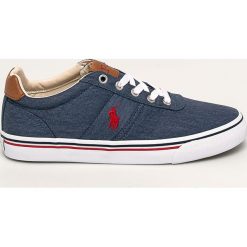 Polo Ralph Lauren - Tenisówki. Niebieskie trampki męskie Polo Ralph Lauren, bez wzorów, ze skóry, na sznurówki. W wyprzedaży za 249,90 zł.
