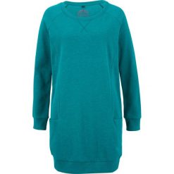 Sukienka dresowa, długi rękaw bonprix ciemnoturkusowy. Niebieskie sukienki damskie bonprix, bez wzorów, z dresówki, bez kołnierzyka, z długim rękawem, długie, maxi. Za 74,99 zł.
