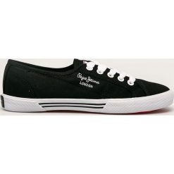 Pepe Jeans - Tenisówki. Czarne trampki i tenisówki damskie Pepe Jeans, bez wzorów, z jeansu, na sznurówki. W wyprzedaży za 179,90 zł.