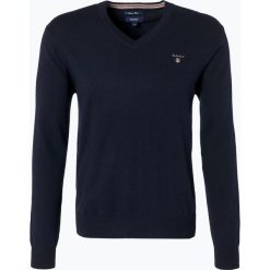 Gant - Sweter męski, niebieski. Niebieskie płaszcze damskie marki GANT, xl, z haftami, z bawełny, sportowe, z dekoltem w serek. Za 349,95 zł.