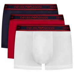 Komplet 3 par bokserek Emporio Armani Underwear 111357 0A717 33174. Niebieskie bokserki męskie Emporio Armani Underwear, bez wzorów, z elastanu. Za 229,00 zł.