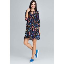 Urocza Sukienka w Barwny Deseń z Falbankami - Wzór 77. Szare sukienki balowe marki Molly.pl, na co dzień, l, w kolorowe wzory, z tkaniny, z falbankami, mini. Za 149,90 zł.
