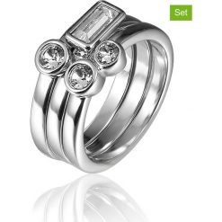 Pierścionki (3 szt.) z kryształkami Swarovski. Szare pierścionki damskie METROPOLITAN, z kryształem. W wyprzedaży za 32,95 zł.