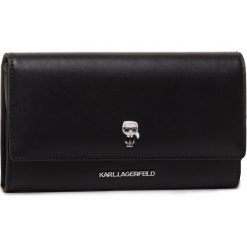 Duży Portfel Damski KARL LAGERFELD - 201W3216 Black. Czarne portfele damskie KARL LAGERFELD, bez wzorów, ze skóry. W wyprzedaży za 519,00 zł.