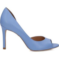 Czółenka: Niebieskie czółenka peep toe
