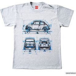 Koszulka FIAT 500 OLD GRAY tshirt. Szare koszulki męskie Pakamera, m, z nadrukiem, klasyczne, z klasycznym kołnierzykiem. Za 77,00 zł.