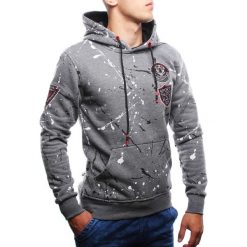 Bluza męska z kapturem szara Recea. Szare bluzy męskie Recea, xl, z aplikacjami, z bawełny, z kapturem, bez rękawów, z kapturem. Za 51,18 zł.