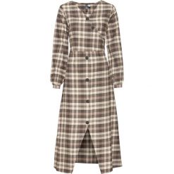 Sukienka midi z guzikami bonprix ciemnobrązowy w kratę. Pomarańczowe sukienki damskie bonprix, bez wzorów, z dekoltem w serek, bez rękawów, midi. Za 64,99 zł.