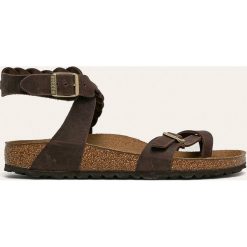 Birkenstock - Sandały skórzane Yara Braided. Pomarańczowe klapki damskie Birkenstock, bez wzorów, ze skóry, bez obcasa, na obcasie. Za 489,90 zł.
