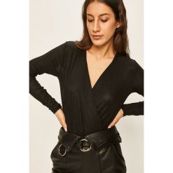 Answear - Body. Czarne bluzki damskie ANSWEAR, s, bez wzorów, z elastanu, bez kołnierzyka, z długim rękawem. W wyprzedaży za 49,90 zł.