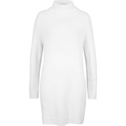 Sweter z golfem bonprix biel wełny. Białe swetry damskie bonprix, bez wzorów, z wełny, bez rękawów. Za 99,99 zł.