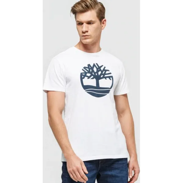 Timberland Koszulka Ss Kennebec River Brand Tee Tree , biały, rozmiar M. Białe koszulki męskie Timberland, m, z nadrukiem, z bawełny, klasyczne, z okrągłym kołnierzem, bez rękawów. W wyprzedaży za 119,99 zł.