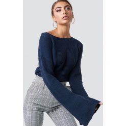 NA-KD Krótki sweter z dzianiny z długim rękawem - Blue. Niebieskie swetry klasyczne damskie marki NA-KD, z dzianiny. Za 121,95 zł.