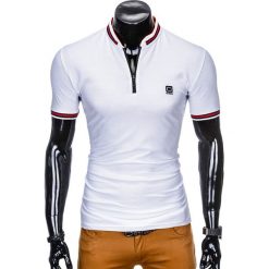 KOSZULKA MĘSKA POLO BEZ NADRUKU S916 - BIAŁA. Białe koszulki polo Ombre Clothing, m, z nadrukiem. Za 45,00 zł.